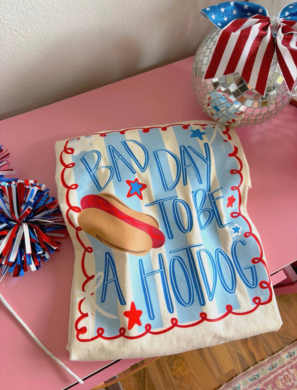 Bad Day To Be A Hot Dog Tee (Ivory) (Front Design)