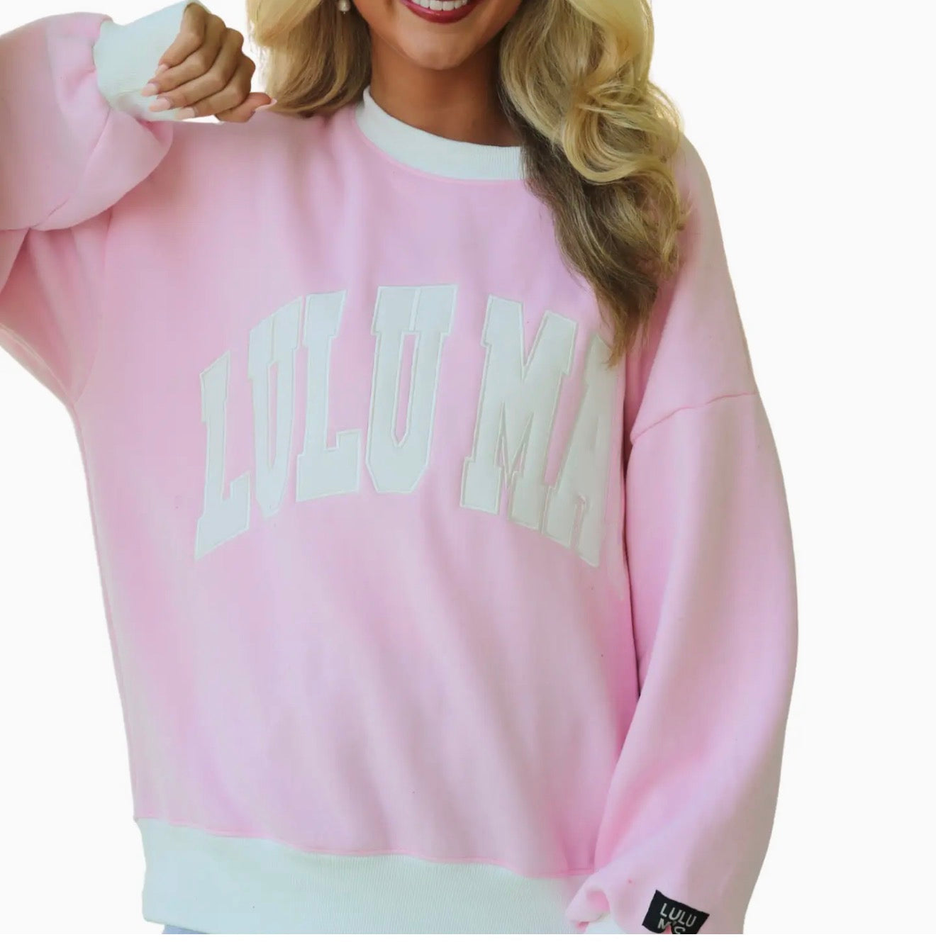 Lulu MAC pink/white stich crewneck