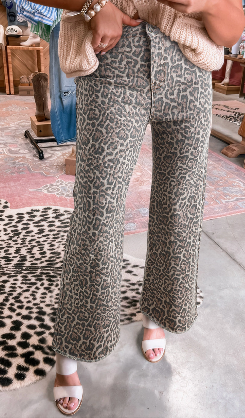 Brown Leopard High Waisted Jeans